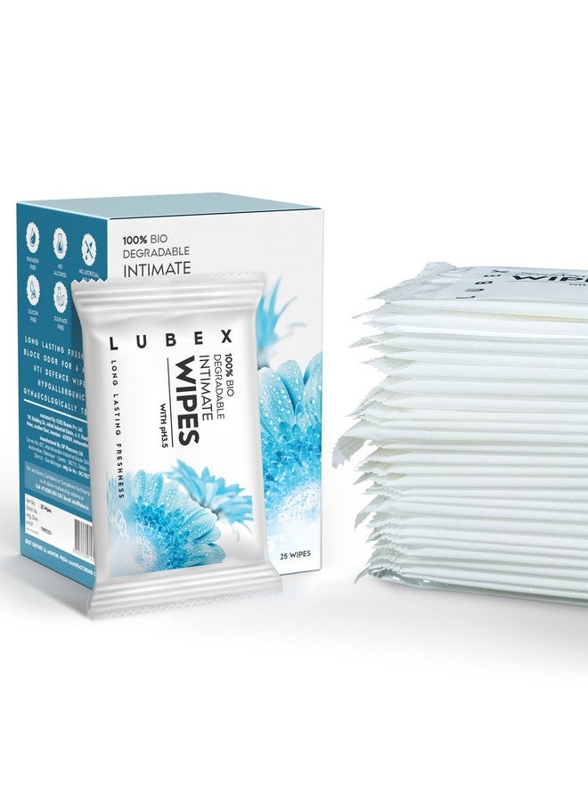 Lubex Natural Intimate Wipes for Pre/Post intimacy cleaning for Women & men - Made with Aloe Vera, Tea Tree & Vitamin E - 25 count - Image 1