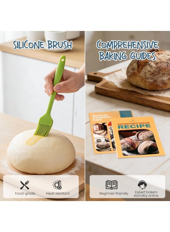 Bread Banneton Proofing Basket Set of 2, 9 Inch Round & 10 Oval Cane Sourdough Baskets with Lame + Dough Scraper Linen Liner Basting Brush for Making Baking Fermentation - Image 5