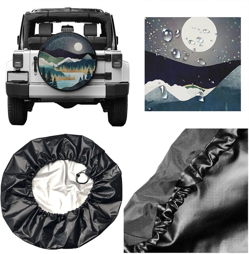 cozipink Mountains Nature Scenery Spare Tire Cover Star Lake Landscape Wheel Protectors Weatherproof Wheel Covers Universal Fit for Trailer Rv SUV Truck Camper Travel Trailers Accessories 14" - Image 2