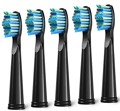 teeteck 5pc Toothbrush Heads Compatible with Fairywill D7D8FW507508 551917959D1D3 Black - Image 2