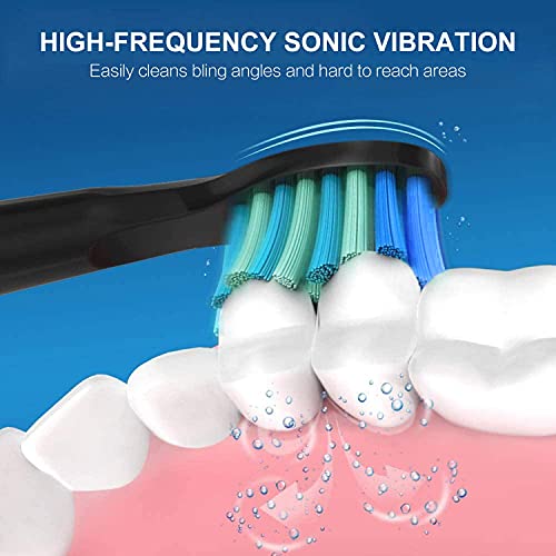 teeteck 5pc Toothbrush Heads Compatible with Fairywill D7D8FW507508 551917959D1D3 Black - Image 5