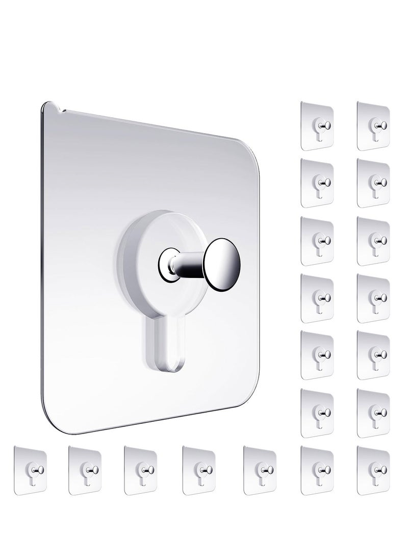 SYOSI Adhesive Hooks Heavy Duty 20Pcs Wall Hooks for Hanging Wall Hangers without Nails 2 in 1 Screw Free Sticker for Wall Mount Shelf Waterproof Rustproof Wall Hook for Bathroom Bedroom Picture Hanger  - Image 1