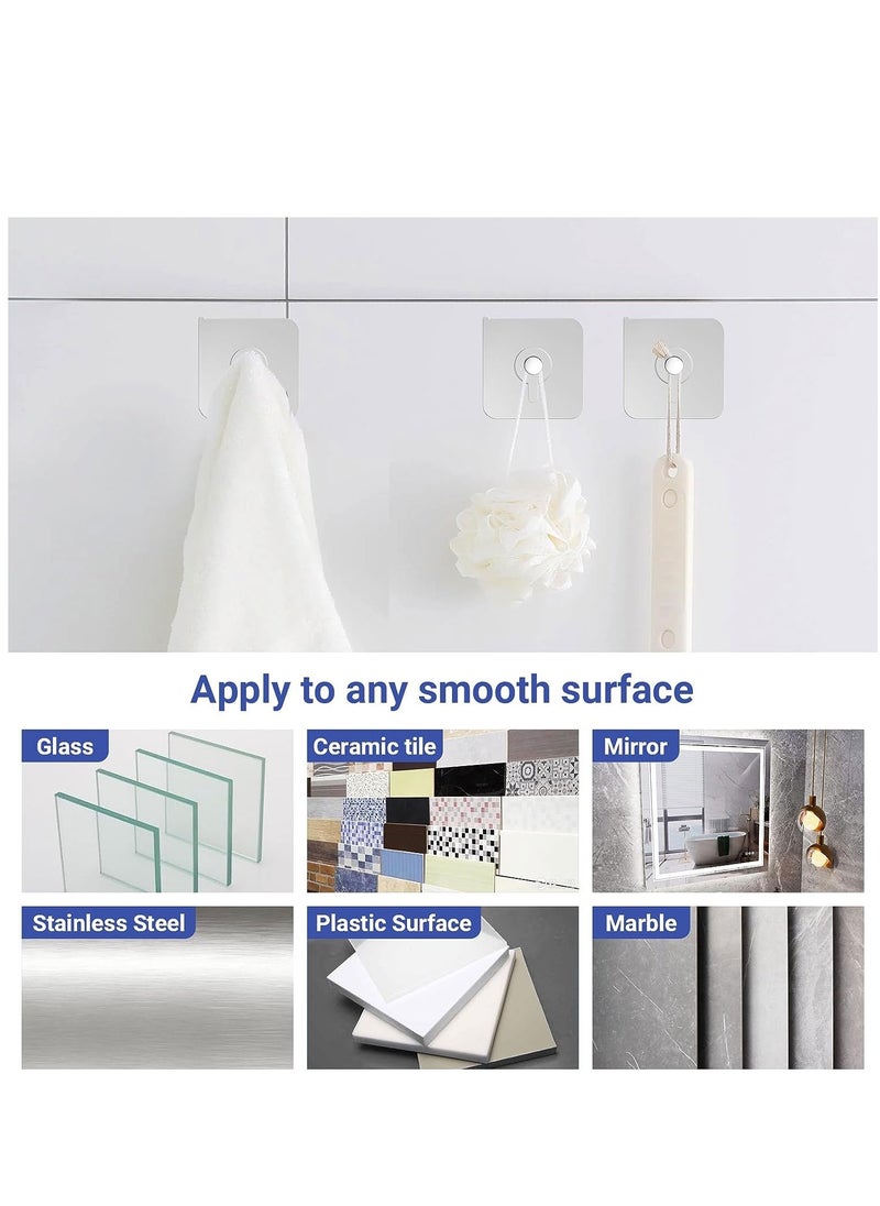 SYOSI Adhesive Hooks Heavy Duty 20Pcs Wall Hooks for Hanging Wall Hangers without Nails 2 in 1 Screw Free Sticker for Wall Mount Shelf Waterproof Rustproof Wall Hook for Bathroom Bedroom Picture Hanger  - Image 2