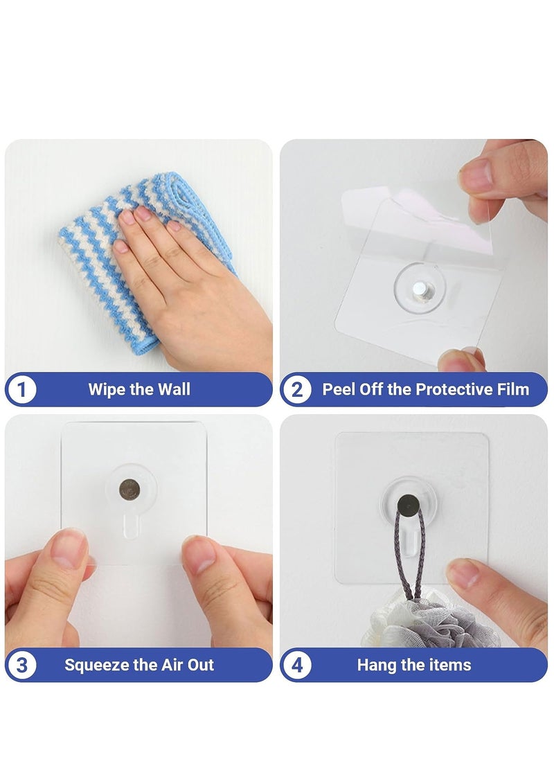 SYOSI Adhesive Hooks Heavy Duty 20Pcs Wall Hooks for Hanging Wall Hangers without Nails 2 in 1 Screw Free Sticker for Wall Mount Shelf Waterproof Rustproof Wall Hook for Bathroom Bedroom Picture Hanger  - Image 5