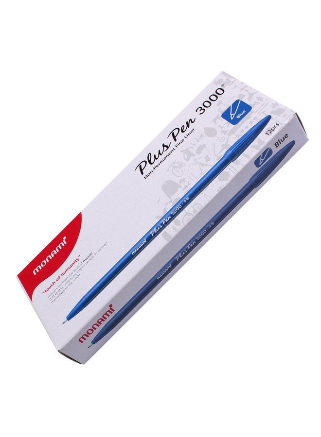 Monami Plus 3000 Office Sign Pen Felt Tip Water Based Ink Color Pen Complete Red,blue,black Dozen Box - Image 5