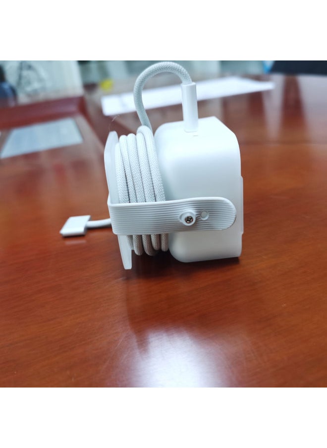 Generic - Suitable For Macbook Adapter Protective Case 35W Double C Charger Protective Case Apple Computer Power Winder-Specifications:Flat Head 35W White - Image 1