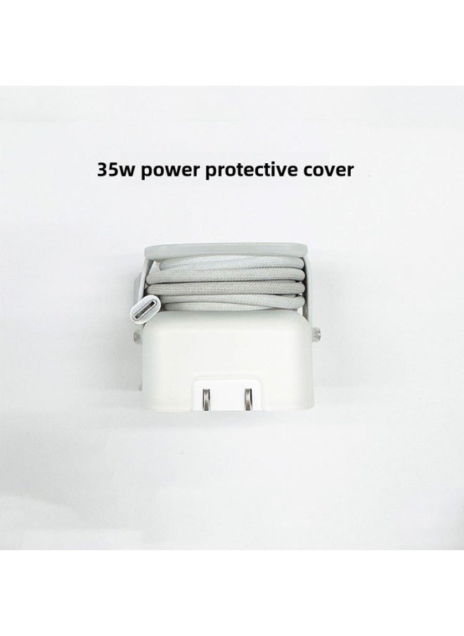 Generic - Suitable For Macbook Adapter Protective Case 35W Double C Charger Protective Case Apple Computer Power Winder-Specifications:Flat Head 35W White - Image 1