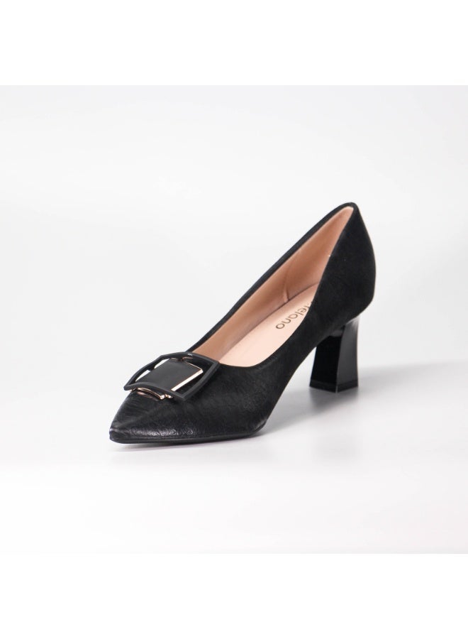SD.Felano Women's High Heels | Shoes for Women with Elegant Buckle Detail | Formal Closed Toe Court Shoes for Office Wear, Business Meetings, Party, Wedding and Evening Occasions | Stylish Dress Shoes with Block Heel Design - Image 3