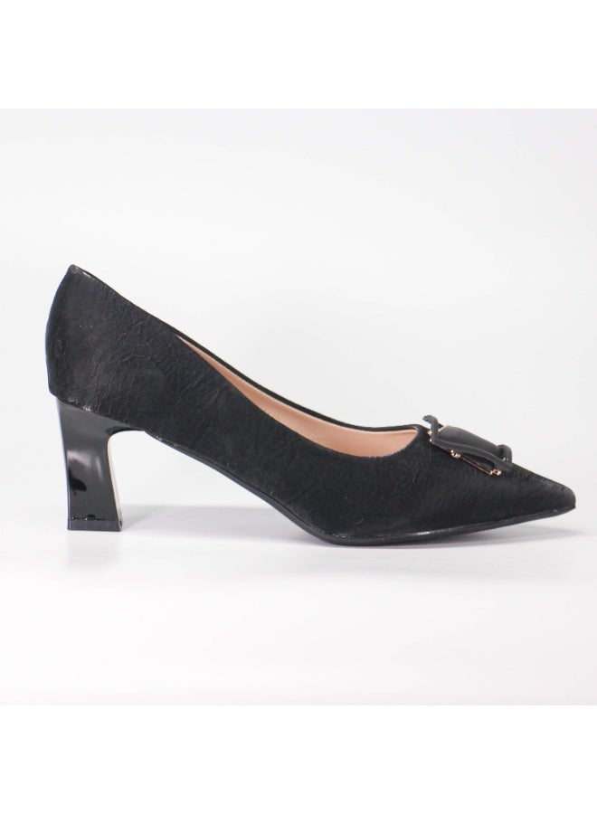 SD.Felano Women's High Heels | Shoes for Women with Elegant Buckle Detail | Formal Closed Toe Court Shoes for Office Wear, Business Meetings, Party, Wedding and Evening Occasions | Stylish Dress Shoes with Block Heel Design - Image 4