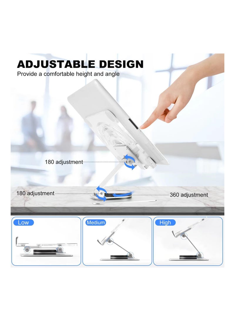 KASTWAVE Tablet Holder for iPad Stand 360 Rotating Base Foldable Adjustable Tablet Stand Tablet Stand for Desk Compatible with iPad Pro Air Mini 4 to 12.9-inch Tablet (Acrylic Tablet Stand) - Image 2