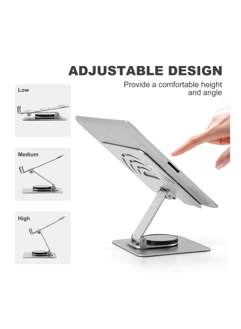 KASTWAVE Tablet Holder for iPad Stand 360 Rotating Base Foldable Adjustable Tablet Stand Tablet Stand for Desk Compatible with iPad Pro Air Mini 4 to 12.9-inch Tablet (Acrylic Tablet Stand) - Image 3