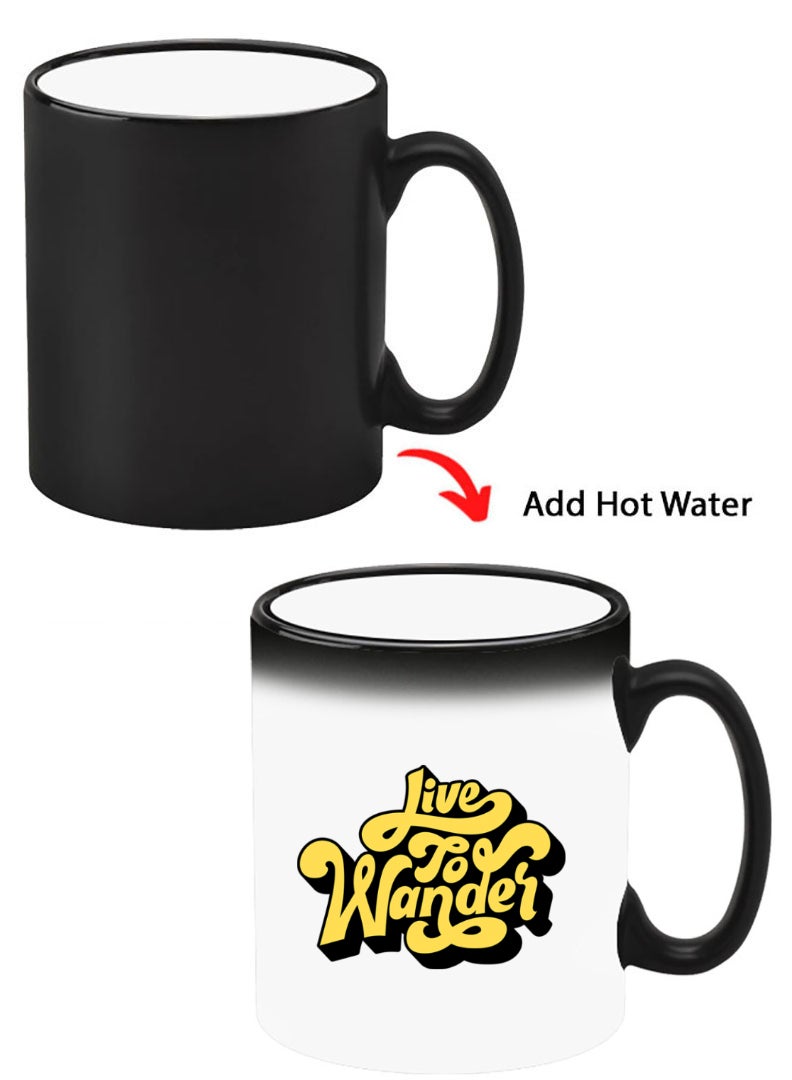 Theodor Color Changing Heat Sensitive Ceramic Mug, Image Revealed When HOT Liquid is Added! Live to wander-01 - Image 1