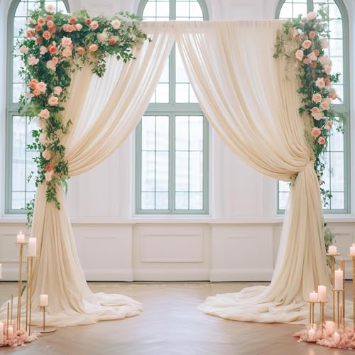 Filloxy 2pcs Backdrop Decoration Net Tulle Large Size, Nylon Made, Reusable, Soft, Wrinkled Free, 8 x 5 ft Each, Cabana Tent Party Decoration Items for Birthday, Anniversary (CREAME) - Image 2