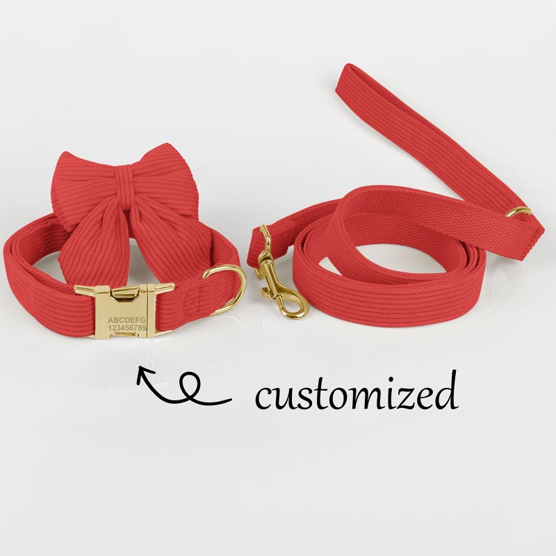 Personalized Velvet Dog Collar Leash Set Sky Blue Medium Laser Engraved Name Phone Gift - Image 3