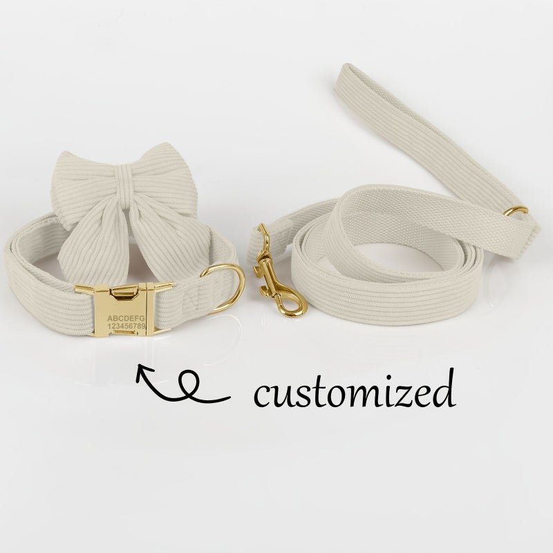 Personalized Velvet Dog Collar Leash Set Sky Blue Medium Laser Engraved Name Phone Gift - Image 5