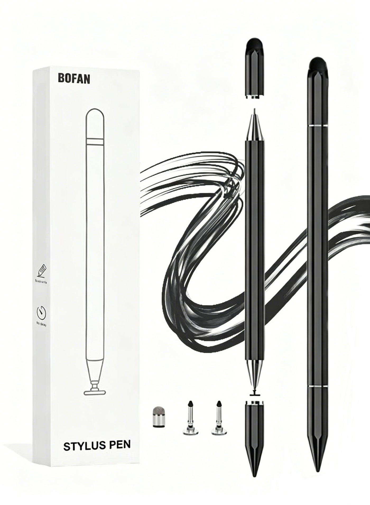 BOFAN 3-in-1 Stylus Pen for Touch Screen,High Sensitivity & Precision Magnetic Disc Stylus Pen for iPad/Apple/iPhone/Samsung/Android All Capacitive Touch Screen(Black)
