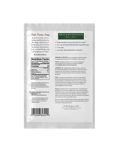 Mrs. Wages Bread and Butter Pickles Quick Process Mix, Quick and Easy, Simple-To-Use Pickle Mix, Sweet & Tangy Flavors, 5.3 oz Packet (Value Pack of 6) - Image 2