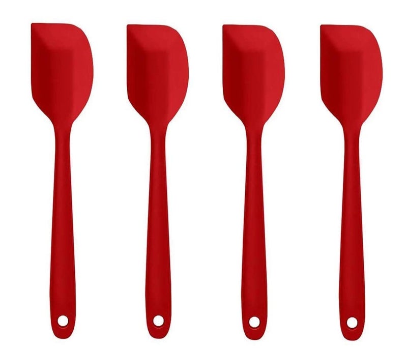 FS COOL Silicone Spatulas 85 Inch Rubber Spatula Heat Resistant Seamless OnePiece Design NonStick Flexible Scrapers Baking Mixing Tool Pack of 4 Red - Image 1