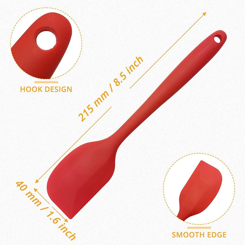 FS COOL Silicone Spatulas 85 Inch Rubber Spatula Heat Resistant Seamless OnePiece Design NonStick Flexible Scrapers Baking Mixing Tool Pack of 4 Red - Image 2