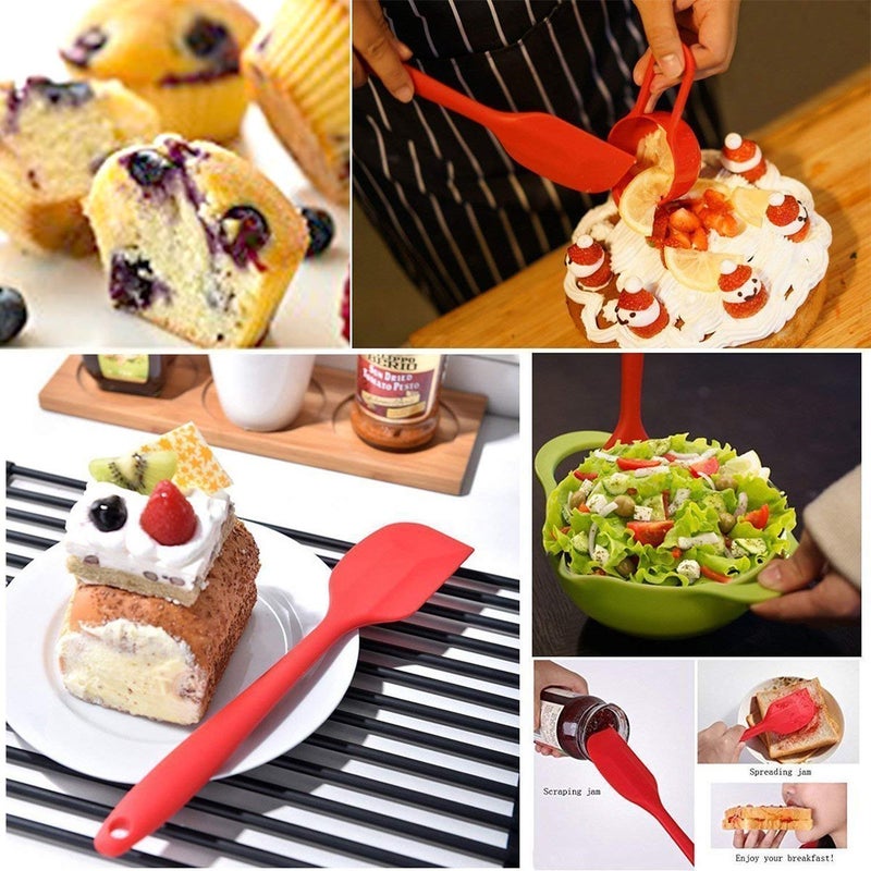 FS COOL Silicone Spatulas 85 Inch Rubber Spatula Heat Resistant Seamless OnePiece Design NonStick Flexible Scrapers Baking Mixing Tool Pack of 4 Red - Image 5
