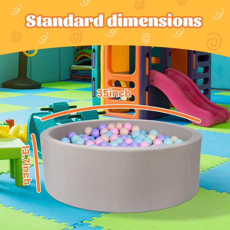 FUBOTRAD Baby Ball Pit for Balls 354 x 118 Round Foam Ball Pits for Kids Toddlers Soft Play Equipment  Balls NOT Included Light Gray - Image 3