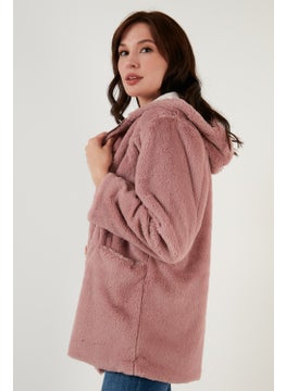 Lela Zippered Regular Fit Hooded Soft Textured Faux Fur Women's Fur 497DERIN  - Image 3