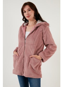 Lela Zippered Regular Fit Hooded Soft Textured Faux Fur Women's Fur 497DERIN  - Image 2