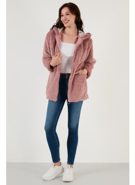 Lela Zippered Regular Fit Hooded Soft Textured Faux Fur Women's Fur 497DERIN  - Image 4