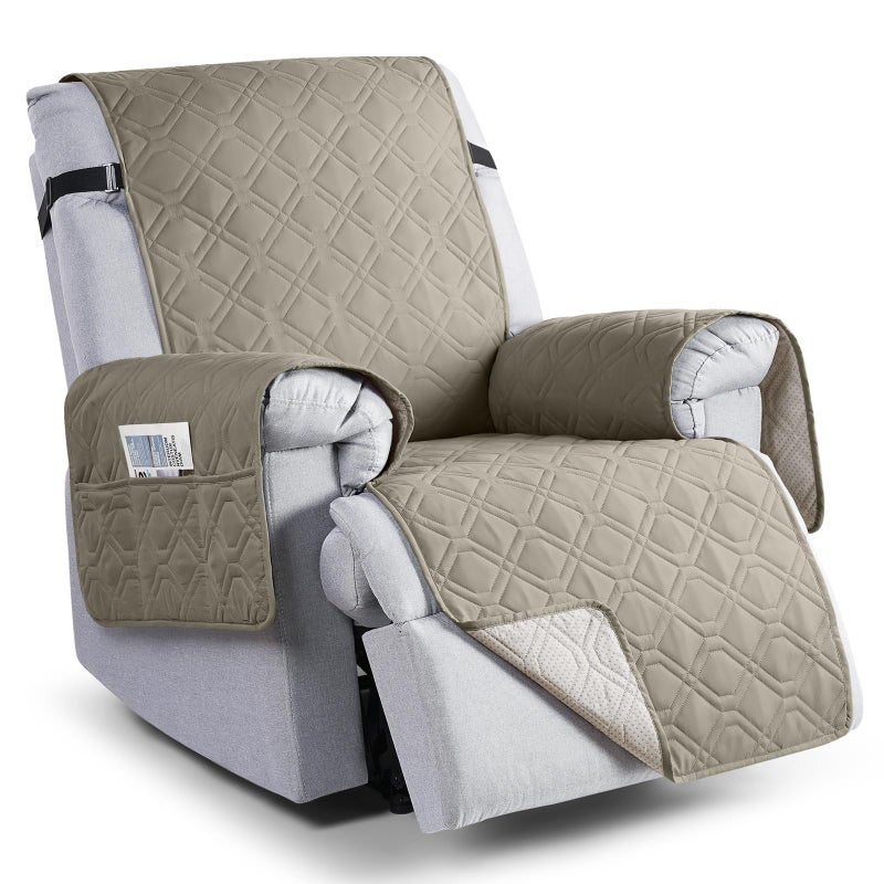 VANSOFY 100% Waterproof Recliner Chair Covers, Recliner Cover Non-Slip Dog Chair Cover Furniture Protector Washable Slipcover with Pocket, Elastic Straps for Pets, Dogs(Khaki, 23.6") - Image 1