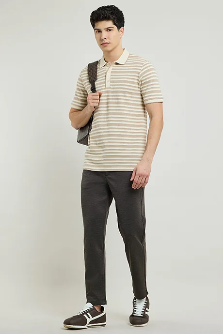 R&B Striped Polo T-Shirt with Short Sleeves