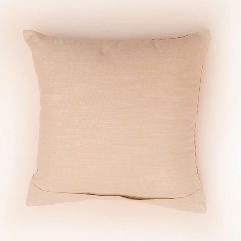 ZEBA World Hand Embroidered 100% Linen Cushion Cover - Decorative | Sofa, Bedroom, Couch | Floral Embrodiery - Off White Pink - 20x20 inch (53x53 cms) (Pack of 1) - Image 3