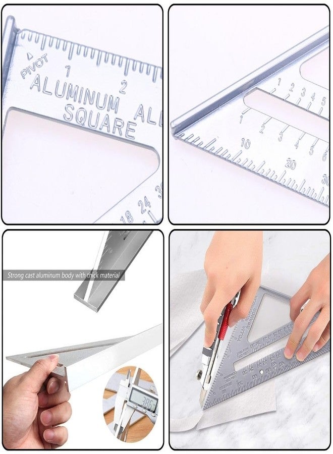 EGOODZ Triangle Ruler Set Aluminum Alloy - 30cm 45 90 Degree Set Square for Engineering Drawing Architecture Geometry Math - Professional Drafting Tools for Students Engineers Architects - Image 3