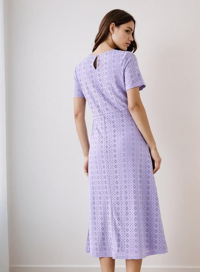 Splash FAV Schiffli A-line Midi Dress with Keyhole Back Closure - Image 3