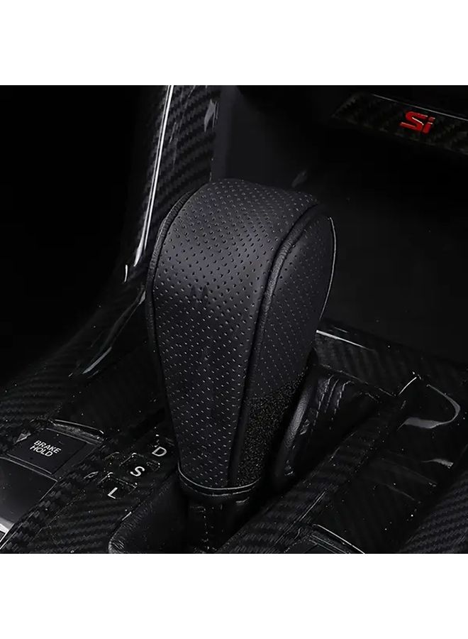 Faux Leather Gear Shift Knob & Lever Ergonomic Non Slip Grip Sports Style Black Red - Image 2