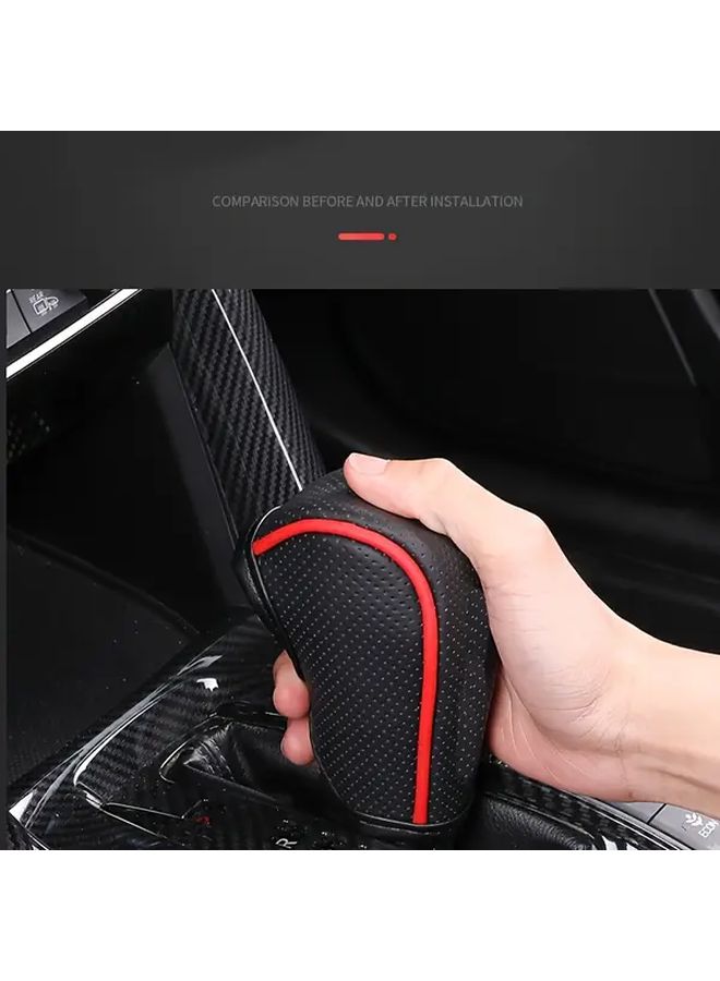 Faux Leather Gear Shift Knob & Lever Ergonomic Non Slip Grip Sports Style Black Red - Image 4
