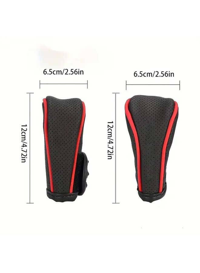 Faux Leather Gear Shift Knob & Lever Ergonomic Non Slip Grip Sports Style Black Red - Image 3