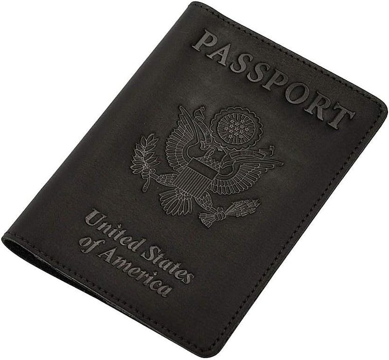 AGBIADD Genuine Leather Passport Holder Travel Wallet RFID Passport Cover Case for Women Men (Black) - Image 3