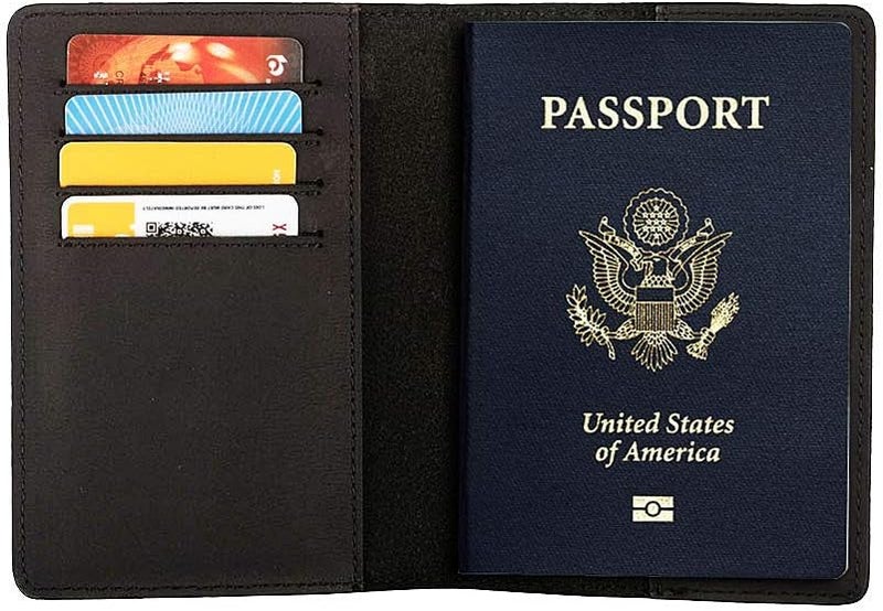 AGBIADD Genuine Leather Passport Holder Travel Wallet RFID Passport Cover Case for Women Men (Black) - Image 1
