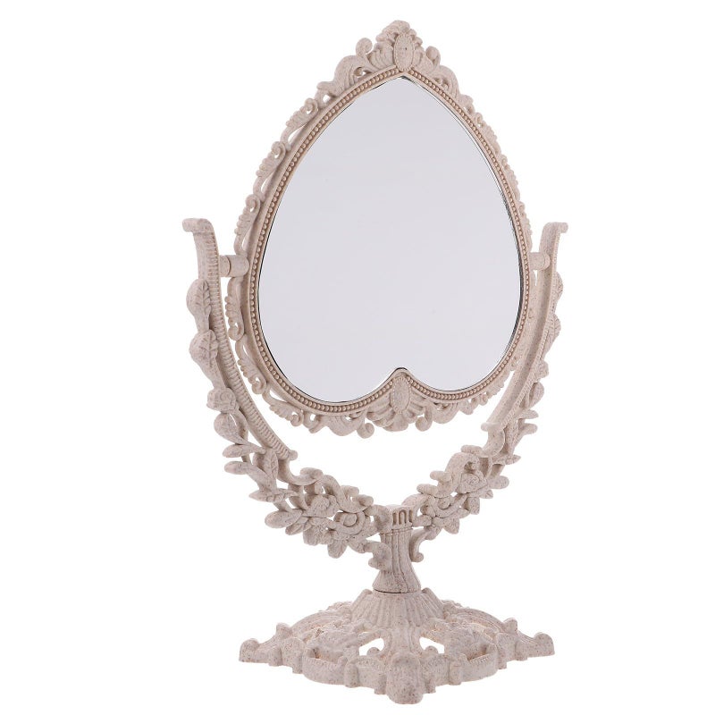 Vintage Heart Shaped Double Sided Rotatable Large Makeup Mirror For Dressing Table - Image 2