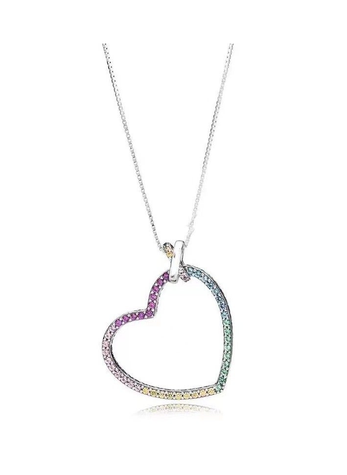 Pan Home Colored Diamond Big heart necklace girls gifts are versatile and fashionable - Image 1