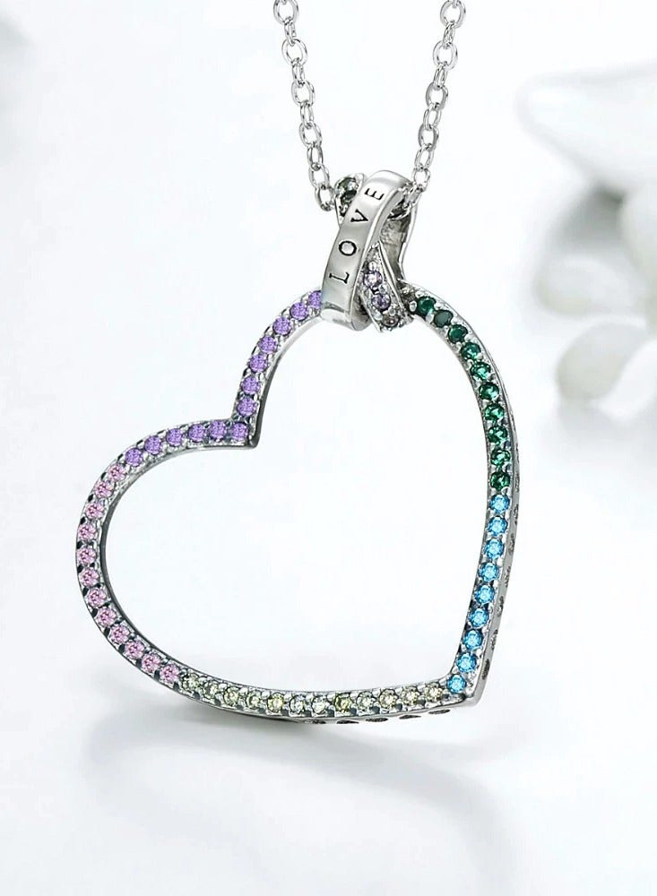 Pan Home Colored Diamond Big heart necklace girls gifts are versatile and fashionable - Image 2