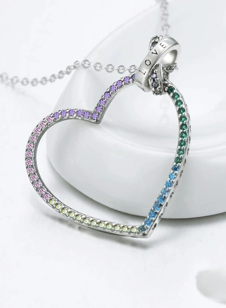 Pan Home Colored Diamond Big heart necklace girls gifts are versatile and fashionable - Image 3