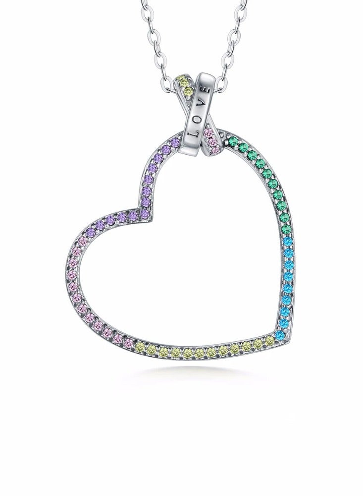 Pan Home Colored Diamond Big heart necklace girls gifts are versatile and fashionable - Image 4