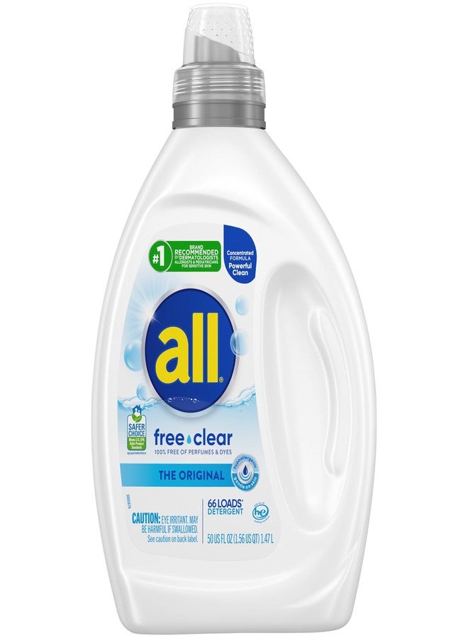 all free clear, Original, Liquid Laundry Detergent for Sensitive Skin, Unscented and Hypoallergenic, Concentrated, 50oz, 64 Loads - Image 1
