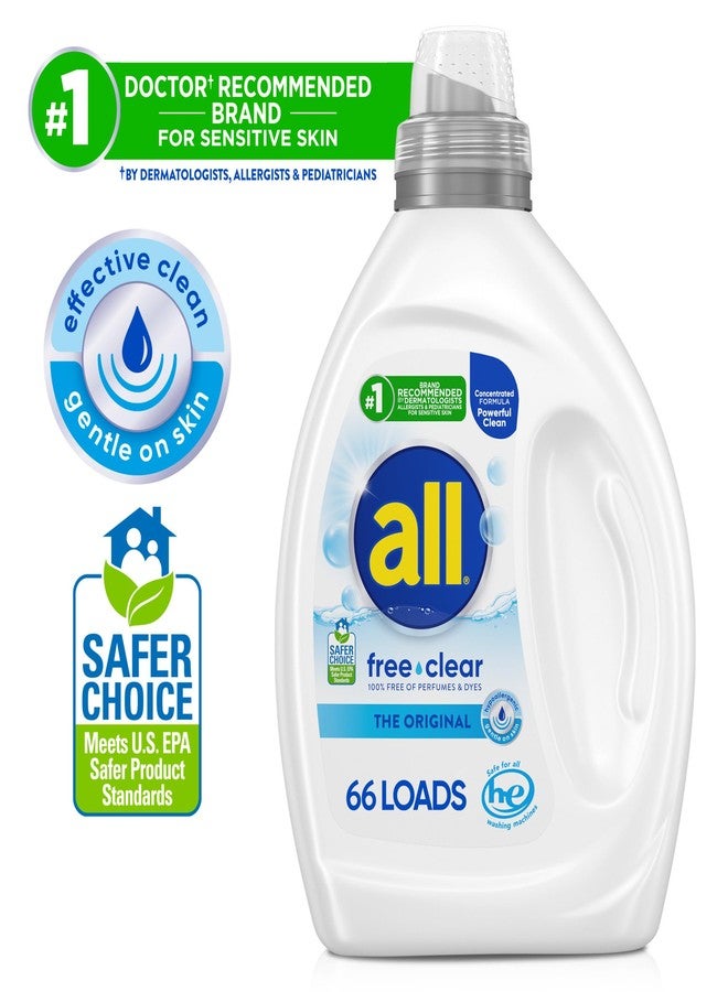 all free clear, Original, Liquid Laundry Detergent for Sensitive Skin, Unscented and Hypoallergenic, Concentrated, 50oz, 64 Loads - Image 2