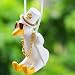 Qiwen Funny Swinging Duck Car Mirror Hanging Ornament Cool Automotive Rearview Mirror Accessories for Men Women Teens Cute Truck Car Gifts Pendant Charm Decor White Top Hat - Image 2
