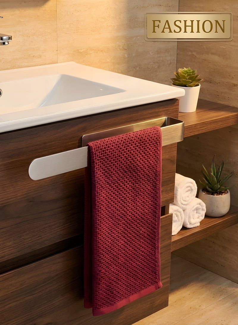 بيوينتي حامل مناشف اليد/شريط حامل مناشف اليد بطول 14.6 بوصة، حامل مناشف الوجه للحمام باللاصق، حامل مناشف الوجه الذاتي للحمام، حامل مناشف الفولاذ المقاوم للصدأ السميك للحمام والمطبخ، بدون حفر (فضي) - Image 2