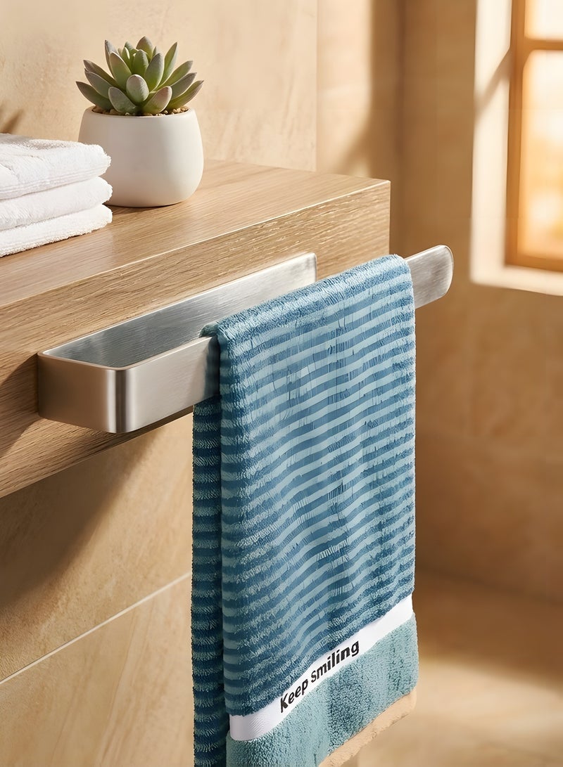 بيوينتي حامل مناشف اليد/شريط حامل مناشف اليد بطول 14.6 بوصة، حامل مناشف الوجه للحمام باللاصق، حامل مناشف الوجه الذاتي للحمام، حامل مناشف الفولاذ المقاوم للصدأ السميك للحمام والمطبخ، بدون حفر (فضي) - Image 4