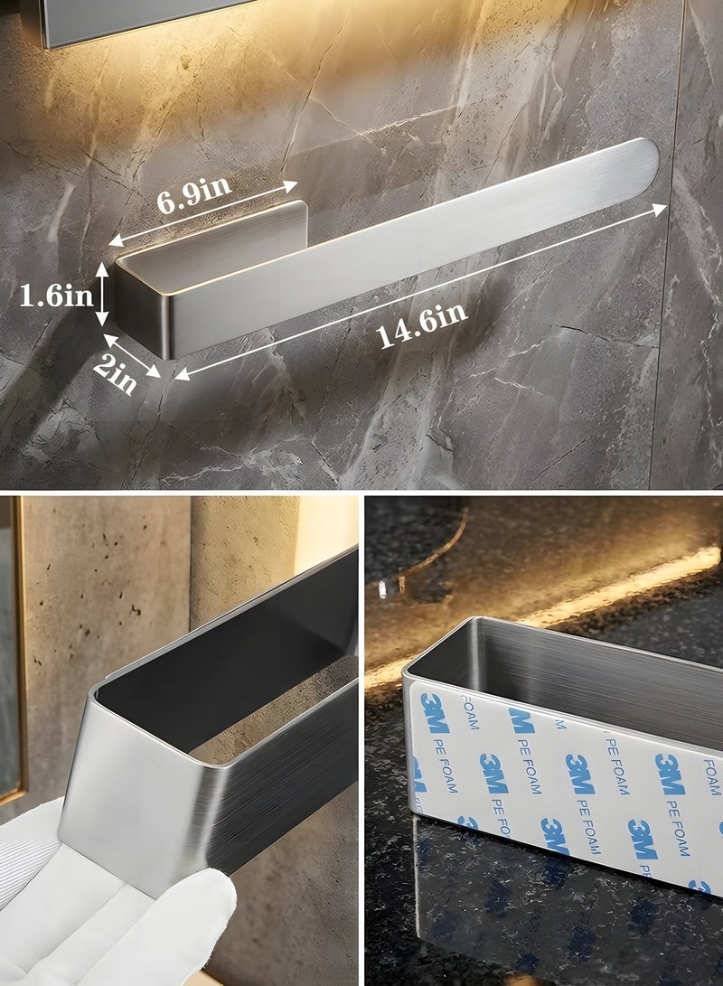 بيوينتي حامل مناشف اليد/شريط حامل مناشف اليد بطول 14.6 بوصة، حامل مناشف الوجه للحمام باللاصق، حامل مناشف الوجه الذاتي للحمام، حامل مناشف الفولاذ المقاوم للصدأ السميك للحمام والمطبخ، بدون حفر (فضي) - Image 5