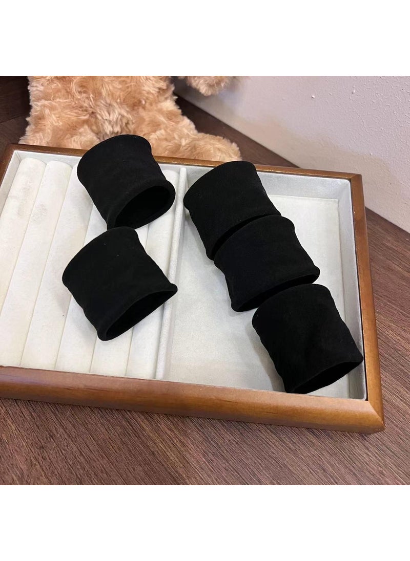Loquat New Soft Elastic Pearlescent Hair Tie Band 5 smooth black
